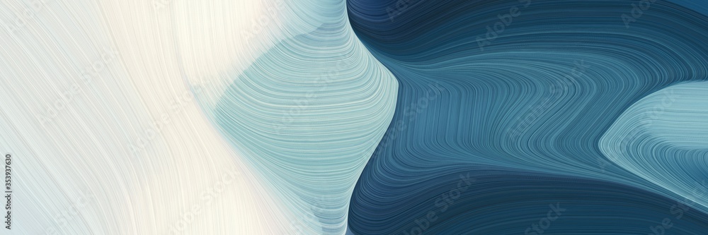 Poster abstract decorative horizontal header with dark slate gray, light gray and cadet blue colors. fluid curved flowing waves and curves for poster or canvas