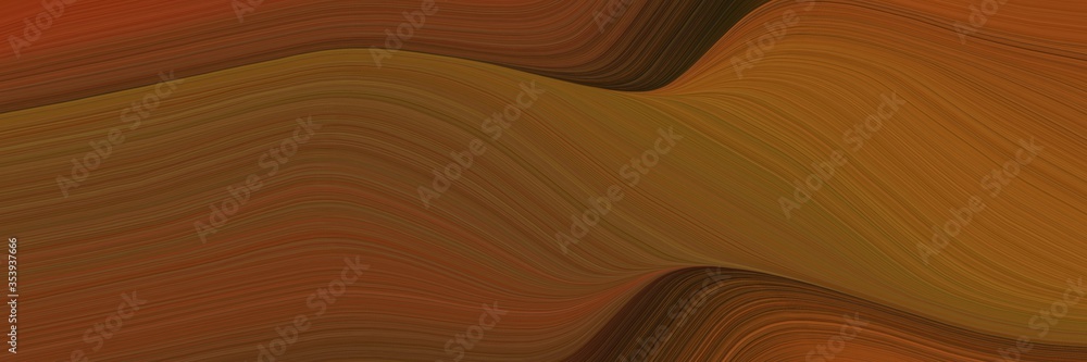 Poster abstract colorful horizontal banner with saddle brown, chocolate and sienna colors. fluid curved lines with dynamic flowing waves and curves for poster or canvas