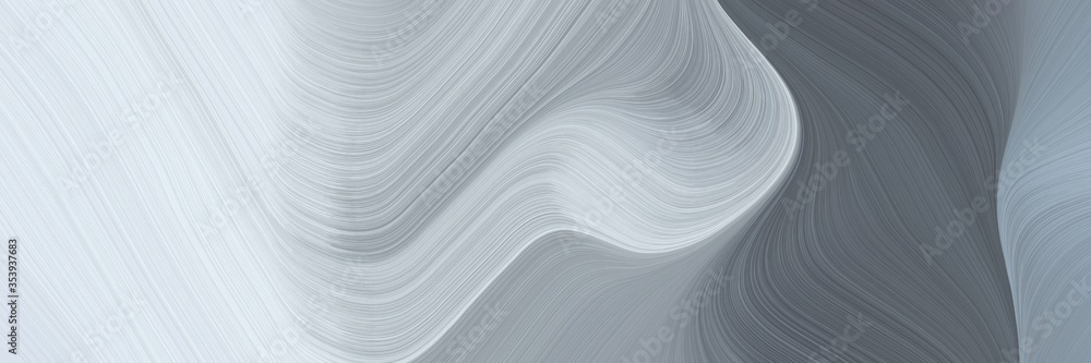 Leinwandbilder abstract artistic designed horizontal header with light gray, dim gray and slate gray colors. fluid curved lines with dynamic flowing waves and curves for poster or canvas