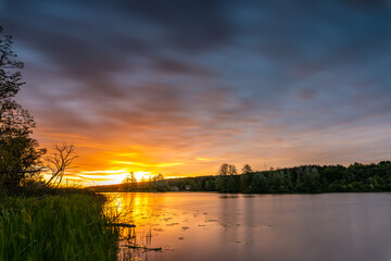 beautiful sunset on the Narew River