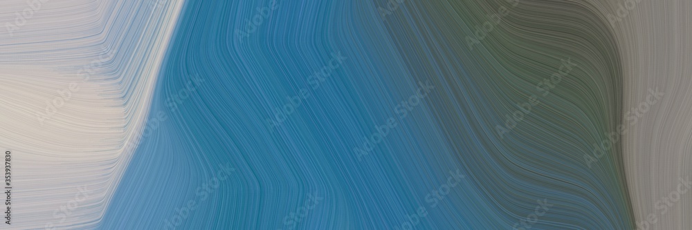 Aufkleber abstract artistic horizontal header with teal blue, silver and dark slate gray colors. fluid curved lines with dynamic flowing waves and curves for poster or canvas