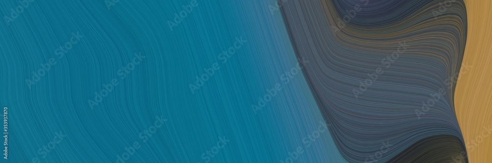 Fototapete abstract moving horizontal header with teal, peru and dark slate gray colors. fluid curved lines with dynamic flowing waves and curves for poster or canvas