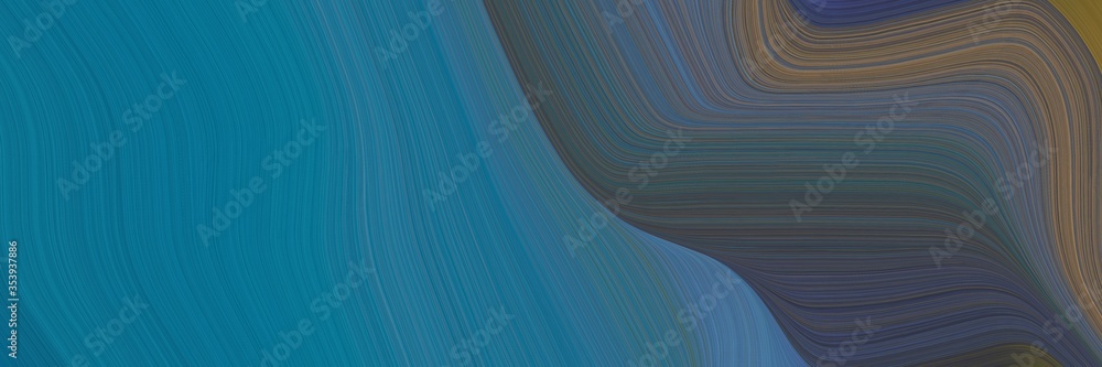 Poster abstract colorful designed horizontal banner with teal blue, dark slate gray and pastel brown colors