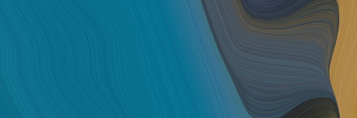 abstract moving horizontal header with teal, peru and dark slate gray colors. fluid curved lines with dynamic flowing waves and curves for poster or canvas