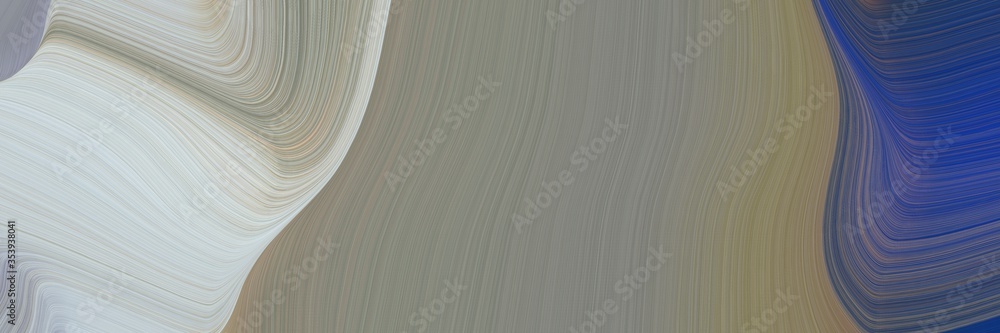 Poster abstract colorful horizontal banner with gray gray, light gray and dark slate blue colors. fluid cur