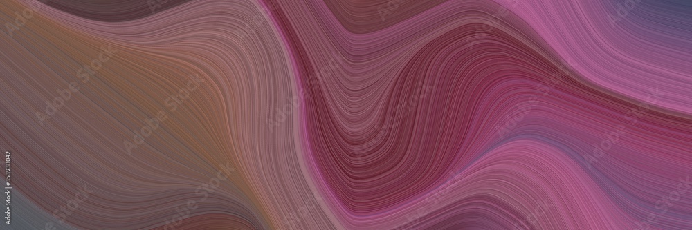 Poster abstract flowing designed horizontal header with pastel brown, antique fuchsia and dark pink colors.