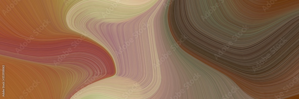 Poster abstract modern designed horizontal banner with pastel brown, tan and old mauve colors. fluid curved