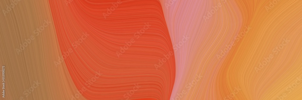 Poster abstract dynamic horizontal header with peru, coffee and pastel brown colors. fluid curved lines wit