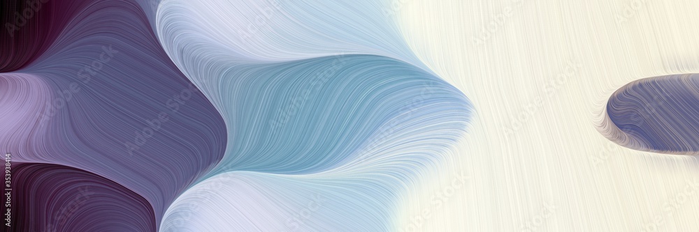 Fototapete abstract moving designed horizontal header with light gray, very dark violet and old lavender colors. fluid curved lines with dynamic flowing waves and curves for poster or canvas