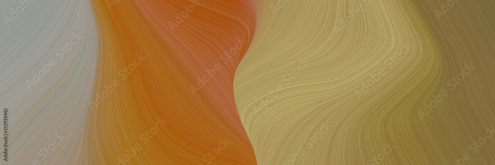 Poster abstract surreal designed horizontal header with sienna, rosy brown and dark khaki colors. fluid cur