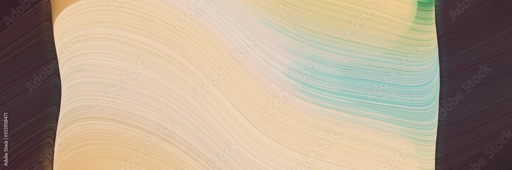 Poster abstract flowing horizontal header with pastel gray, very dark violet and wheat colors. fluid curved flowing waves and curves for poster or canvas