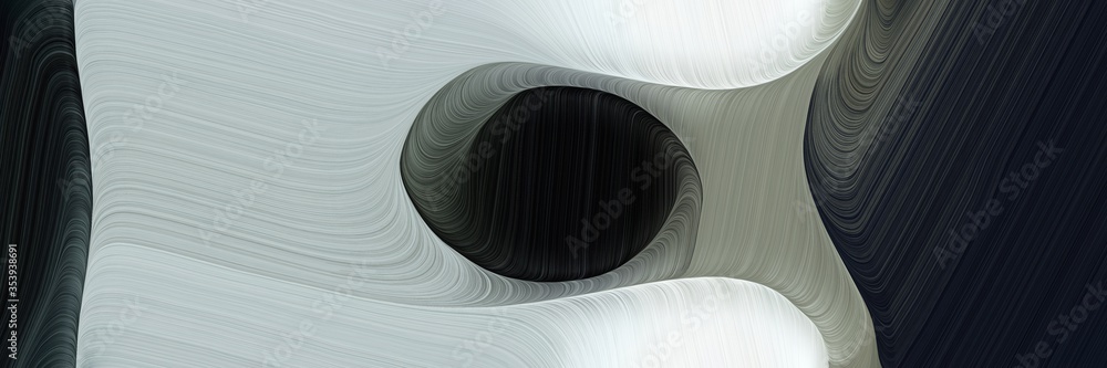 Fototapete abstract modern horizontal header with silver, very dark blue and dark slate gray colors. fluid curv