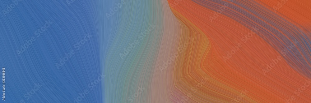 Leinwandbilder abstract artistic designed horizontal banner with steel blue, coffee and sienna colors. fluid curved