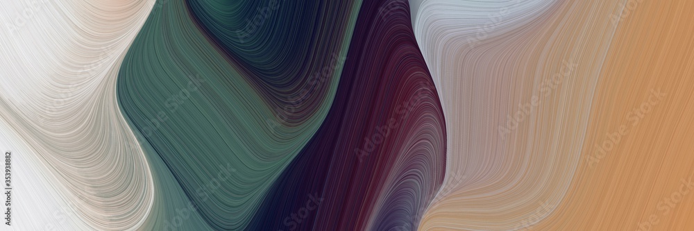 Poster abstract modern horizontal banner with rosy brown, dark slate gray and light gray colors. fluid curved flowing waves and curves for poster or canvas