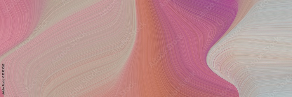 Fototapete abstract surreal horizontal banner with rosy brown, antique fuchsia and silver colors. fluid curved 