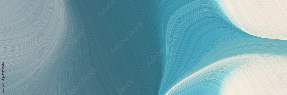 Fototapete abstract moving designed horizontal header with blue chill, antique white and teal blue colors. flui