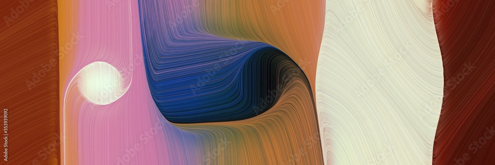 Fototapete abstract dynamic designed horizontal banner with brown, light gray and rosy brown colors. fluid curv