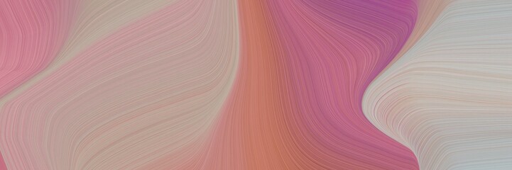 abstract surreal horizontal banner with rosy brown, antique fuchsia and silver colors. fluid curved lines with dynamic flowing waves and curves for poster or canvas