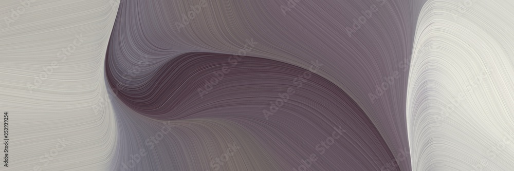 Poster abstract moving horizontal header with dim gray, pastel gray and dark gray colors. fluid curved flowing waves and curves for poster or canvas