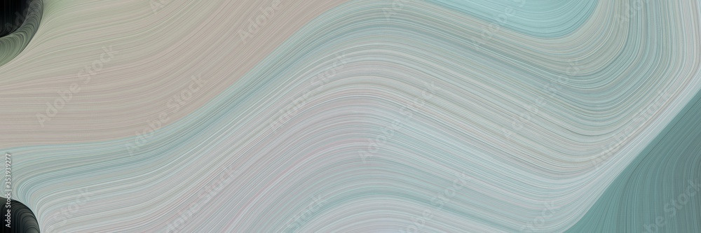 Poster abstract artistic horizontal banner with ash gray, very dark blue and slate gray colors. fluid curve