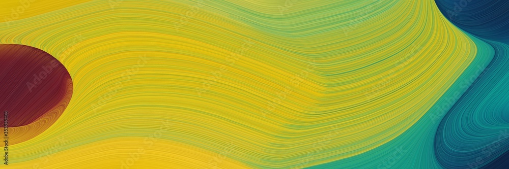 Aufkleber abstract moving banner with golden rod, teal and old mauve colors. fluid curved lines with dynamic f