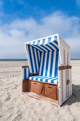 Beach chair near the North Sea coast in Germany