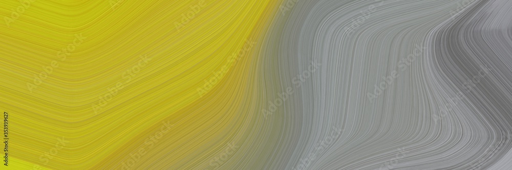Leinwandbilder abstract dynamic horizontal header with golden rod, dark gray and gray gray colors. fluid curved lines with dynamic flowing waves and curves for poster or canvas