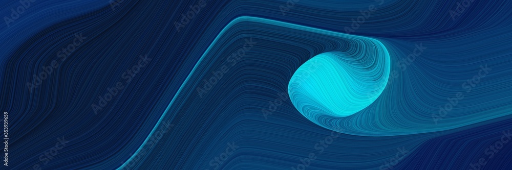 Leinwandbilder abstract flowing designed horizontal header with very dark blue, dark turquoise and teal colors. flu