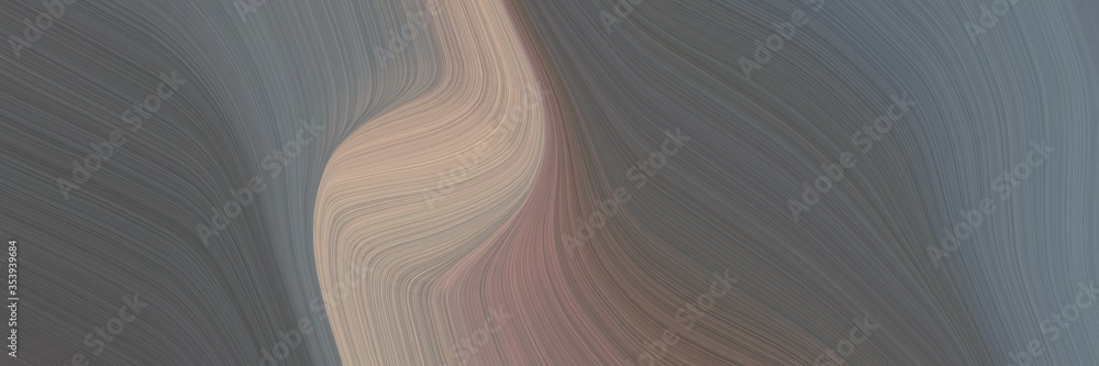 Fototapete abstract surreal horizontal header with dim gray, rosy brown and gray gray colors. fluid curved flow