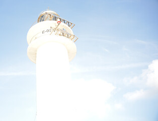 Old lighthouse with a blue sky.
