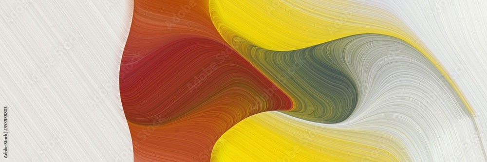 Fototapete abstract surreal horizontal banner with coffee, sienna and light gray colors. fluid curved lines wit