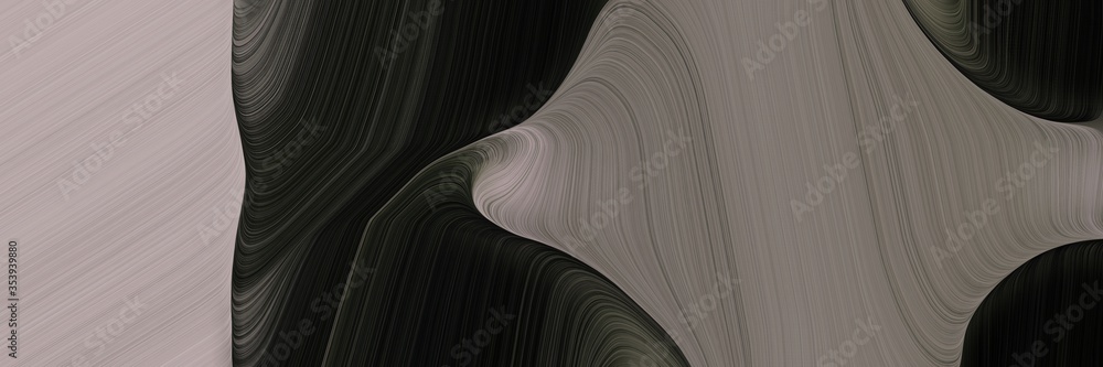 Fototapete abstract moving header with dim gray, very dark green and dark gray colors. fluid curved flowing wav