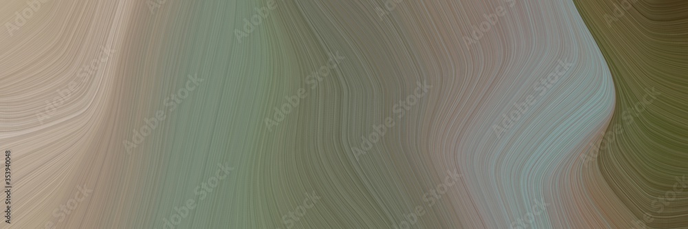 Leinwandbilder abstract surreal horizontal banner with gray gray, rosy brown and dark olive green colors. fluid curved lines with dynamic flowing waves and curves for poster or canvas