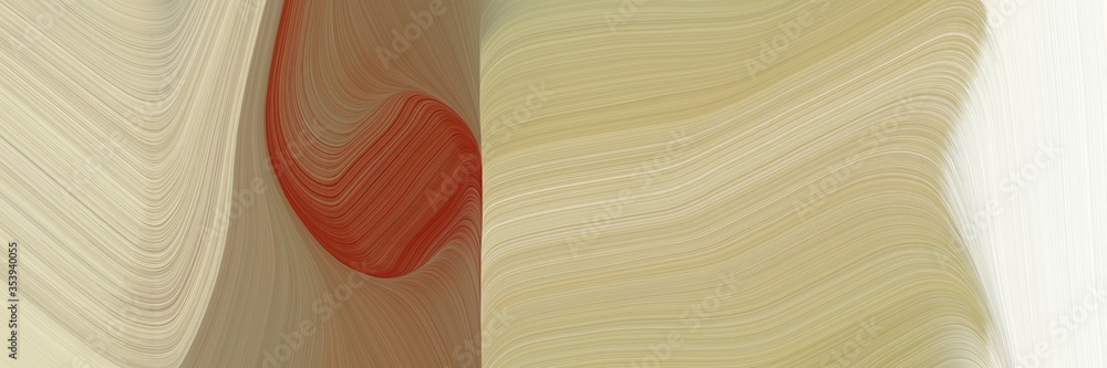 Poster abstract dynamic designed horizontal banner with tan, saddle brown and linen colors. fluid curved lines with dynamic flowing waves and curves for poster or canvas