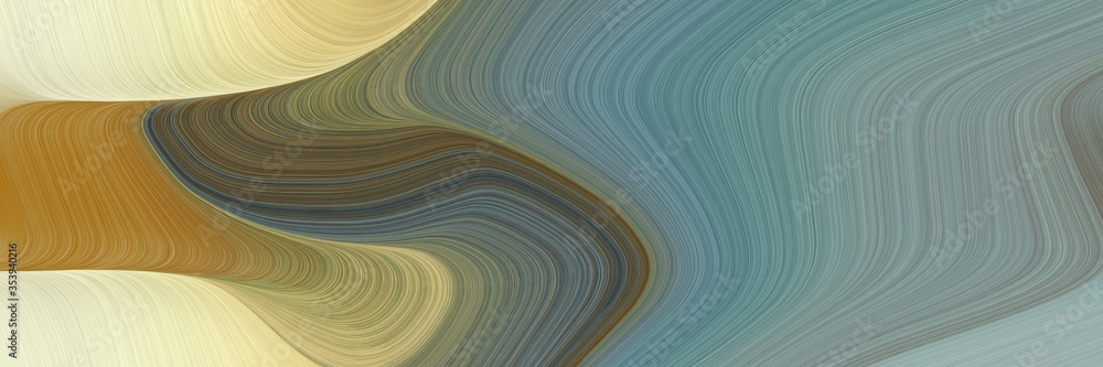 Fototapete abstract moving horizontal banner with gray gray, pale golden rod and brown colors. fluid curved lin