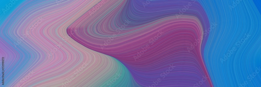Poster abstract dynamic designed horizontal banner with antique fuchsia, strong blue and pastel purple colo
