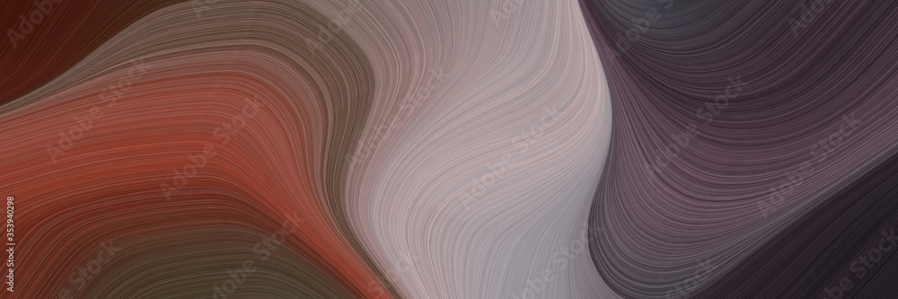 Poster abstract dynamic horizontal header with old mauve, dark gray and rosy brown colors. fluid curved flowing waves and curves for poster or canvas