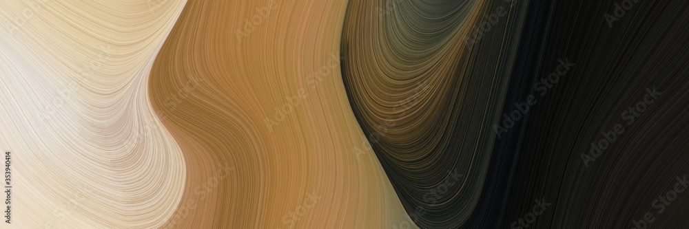 Poster abstract modern horizontal header with peru, pastel brown and pastel gray colors. fluid curved flowi