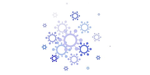 Light BLUE vector background with covid-19 symbols.