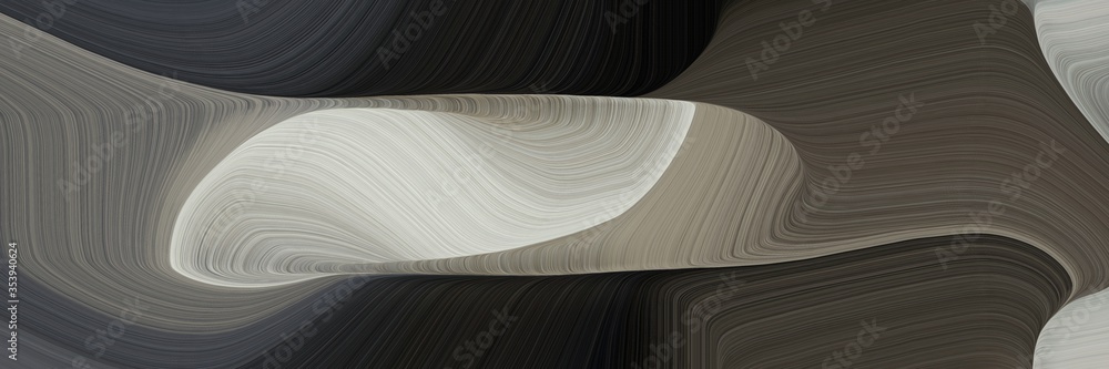 Poster abstract moving horizontal banner with dark slate gray, silver and gray gray colors. fluid curved lines with dynamic flowing waves and curves for poster or canvas