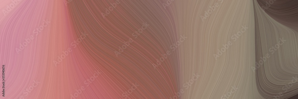Poster abstract dynamic horizontal banner with pastel brown, rosy brown and old mauve colors. fluid curved lines with dynamic flowing waves and curves for poster or canvas