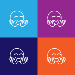 Happy emoji outline icon. Signs and symbols can be used for web, logo, mobile app, UI, UX