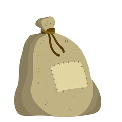 Canvas burlap bag. Cartoon flat illustration. Rustic element for mill. Packaging for storage of grain and flour.