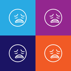 Sad emoji outline icon. Signs and symbols can be used for web, logo, mobile app, UI, UX
