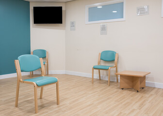 Waiting room in hospital during lockdown or quarantine   