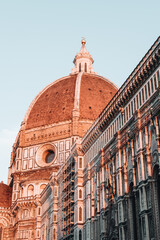 florence cathedral at sunset with clear sky