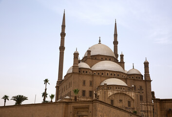 Fototapeta na wymiar Mutliple domes of Mohamed Ali Alabaster Mosque in Citadel of Cairo