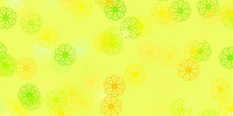 Light Green, Red vector doodle texture with flowers.