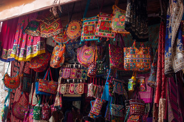 ladies bag selling on the street of rajasthan