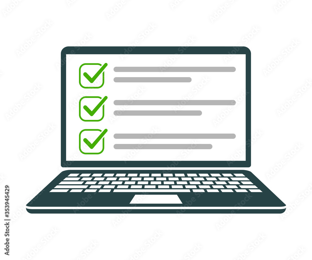 Poster Laptop with checkbox icon – stock vector